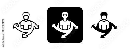 Flexibility  Solid color and black line drawing vector illustration set