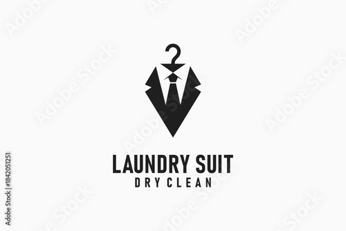 Suit and hanger for laundry logo symbol icon design