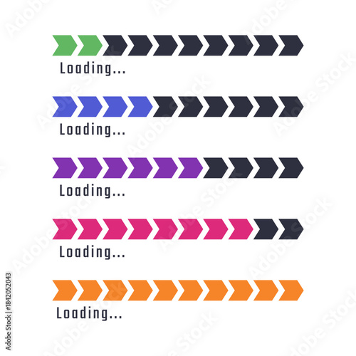 Colorful Arrow Loading Bars Set