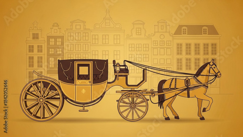 Vintage Horse Carriage Illustration – Classic Royal Coach Vector Art