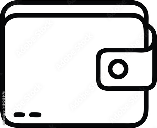 Minimalist outline icon of a wallet with a snap closure for financial applications