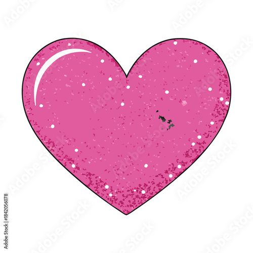 A shimmering pink heart sparkles with delicate glitter, glowing softly like scattered stardust. Its radiant shine adds a touch of magic, warmth, and dreamy romance.
