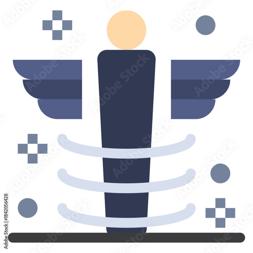 Caduceus Medical Symbol Icon: A symbol of healing and medicine, the caduceus icon, is represented with the traditional staff entwined by two snakes and wings, representing health and wellness.