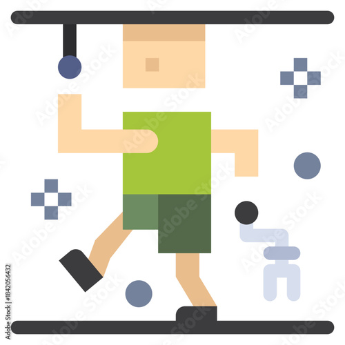 Pixelated Gymnast: A pixel-art depiction of a gymnast performing a balance beam routine, capturing the essence of sport in a modern, stylized manner.