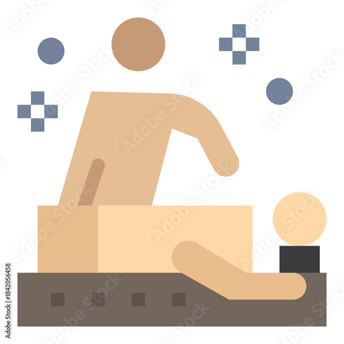 Massage Therapy Icon: A minimalist icon of a person receiving massage therapy, radiating tranquility and well-being.