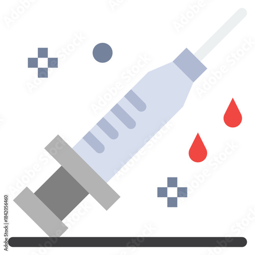 Healthcare Injection: A detailed illustration of a medical syringe, showcasing its design and function in the process of administering treatment.