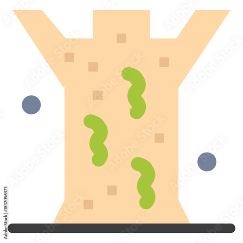 Tree trunk infested with pests: A graphic illustration showcasing a tree trunk afflicted by pests, highlighting the dangers of infestation and environmental damage.