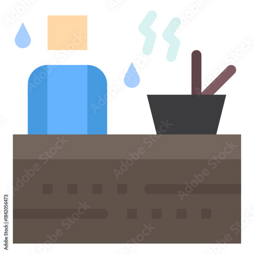 Spa Relaxation: A tranquil illustration featuring essential elements of a spa experience, promoting relaxation and well-being. Focus is the essence of a serene moment.