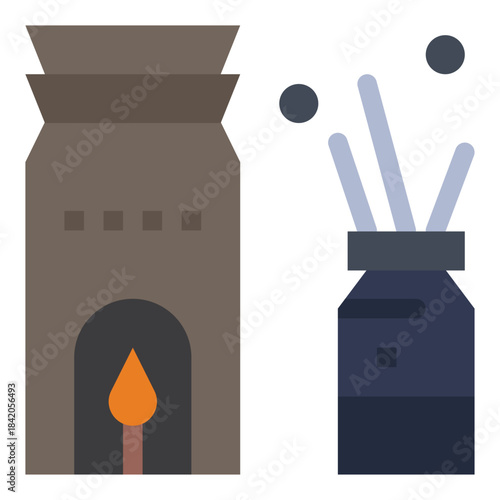 Aromatic Bliss: Vector Illustration of a fragrance diffuser and air freshener, creating an atmosphere of tranquility and enhancing the ambience of the interior space.