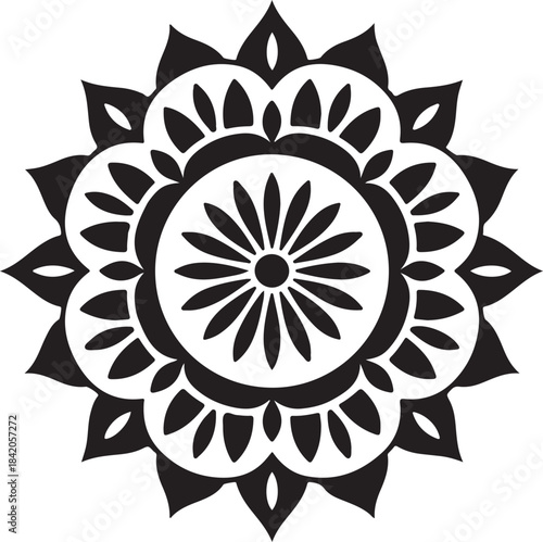 Abstract seamless black floral vector pattern ornament design illustration art decoration