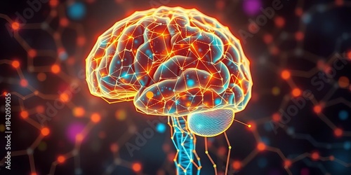 Futuristic brain interface, neural network glowing, connection, pulse