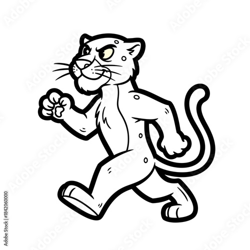 Playful Walking Cartoon Cat Illustration.
