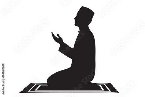 Muslim Prayer Silhouette Collection | Islamic Worship Vector Art