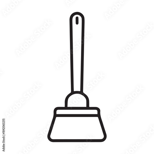 Illustration of a broom with a long handle and head on transparent background silhouette