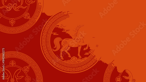 Circular ornamental patterns with a Pegasus motif featuring a mythological creature in a stylized design perfect for cultural or fantasy themes