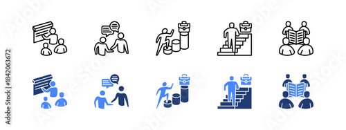 Growth and Development with two styles, line and duotone icon.