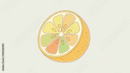 A vibrant cross-section of a citrus fruit with colorful segments.