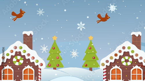 winter landscape with houses and trees