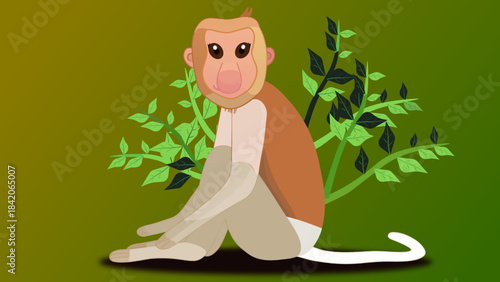 longnose proboscis resting in nature 