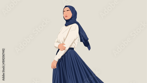 Elegant Muslim Woman in Hijab and Modest Fashion.