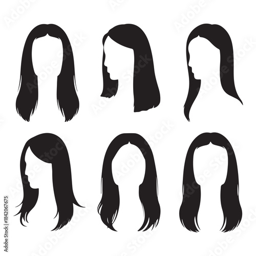  Collection of diverse female hairstyles in a striking black silhouette style