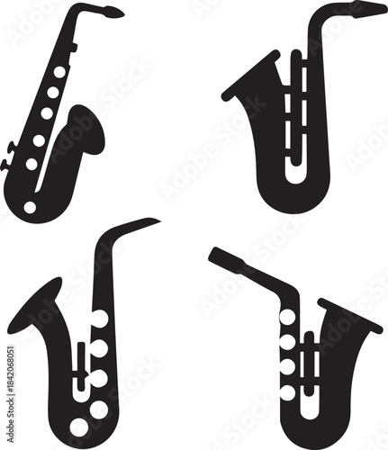 Saxophone Silhouette Vector Set, Saxophone Logo Bundle