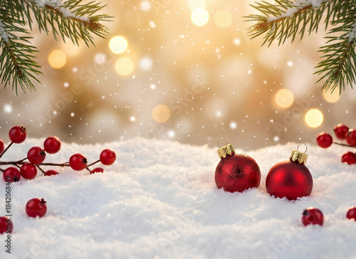 Decorative green twigs of Chrismas tree and silver garlands with empty space for text isolated on white or transparent background