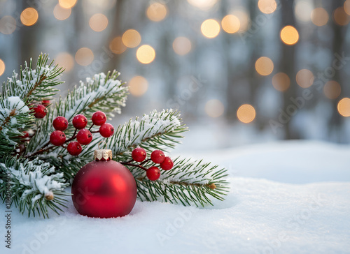 Decorative green twigs of Chrismas tree and silver garlands with empty space for text isolated on white or transparent background