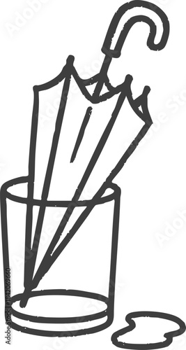 Umbrella in a cup line art