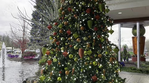 Decorated Christmas tree with lights and ornaments