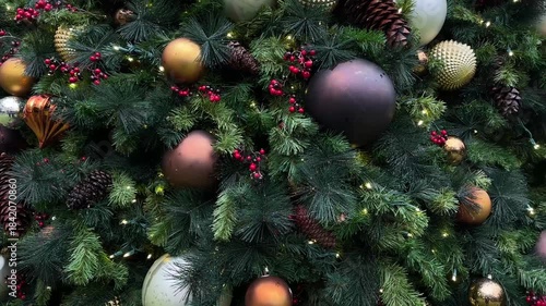 Decorated Christmas tree with lights and ornaments