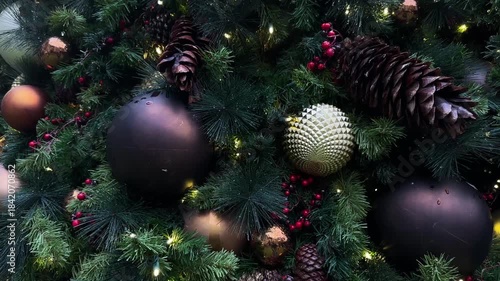 Decorated Christmas tree with lights and ornaments