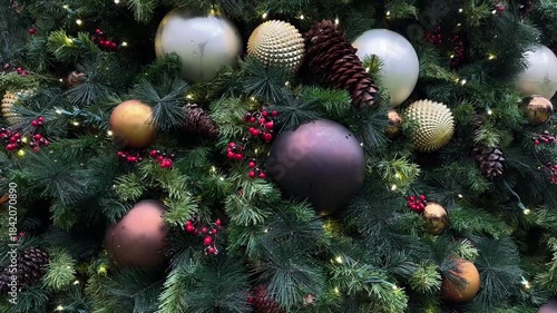Decorated Christmas tree with lights and ornaments