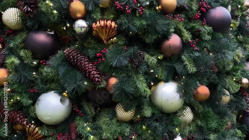 Decorated Christmas tree with lights and ornaments