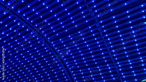 Christmas holiday outdoor lights, festive light show at night