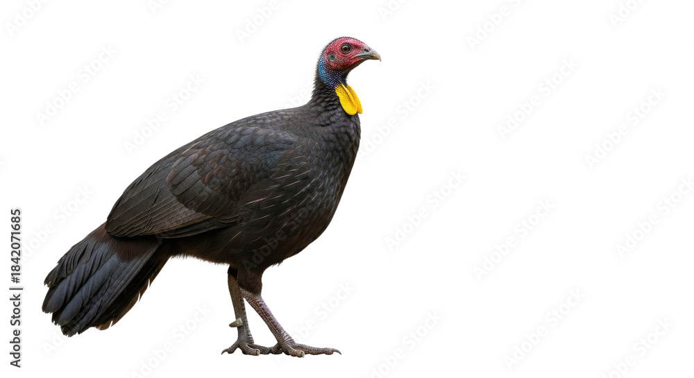 Obraz premium Wildlife Bird with Black Plumage and Red Head.