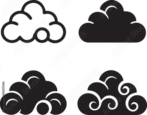 Cloud Silhouette Vector Set, Cloud Silhouette
