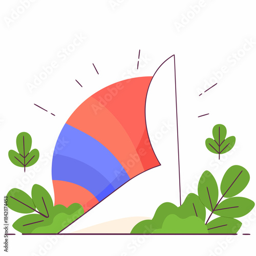 Vivid neon inspired hilltop drawing vector illustration