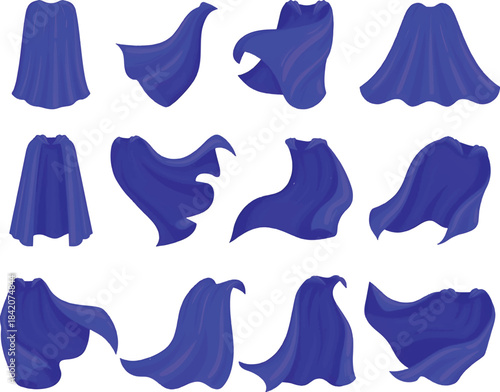 Vector illustration set of women's blue and white fashion clothing collection including dress, shirt, and t-shirt icons