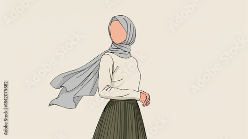 Elegant Muslim Woman in Hijab and Modest Fashion Attire.