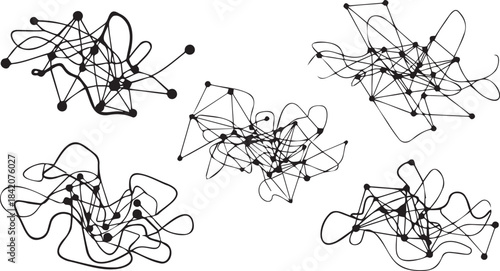 Black and White Network Connections Diagram on White Background