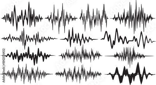 Sound Wave Patterns on White Background