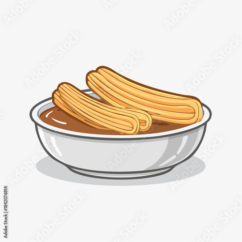 Delicious churros, a classic fried dough pastry, perfectly paired with a rich chocolate dipping sauce, offering a delightful and indulgent sweet treat for any occasion