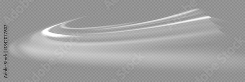 Light trail wave, fire path trace line and effect curve twirl. Neon motion effect. White special effect,speed police line. Road Magic