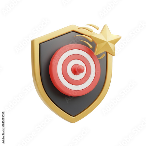 3D icon of challenge icon with target, symbolizing task and goal, with star for successful challenge