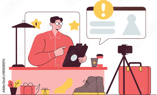 Engaging streamer broadcasting live from his home studio, connecting with audience and sharing his expertise, perfect for social media or online learning