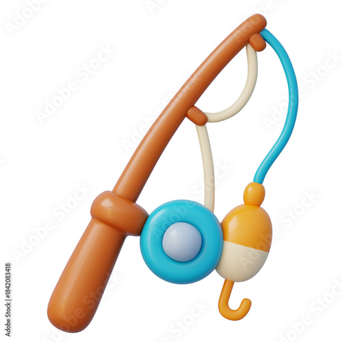 3d modern travel fishing rod with bobber and hook for ocean angling and strong fish handling