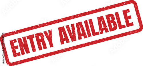 Grungy rectangular stamp icon signifying that entry is presently available for participants or visitors