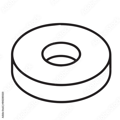 Minimalist 3D vector icon a smooth, metallic ring (torus) in a bold primary color. This simple geometric shape is perfect for conveying abstract, clean concepts.