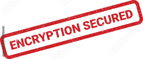 Official looking grunge rubber stamp indicating secure data transmission and digital information protection